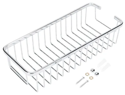 Productafbeelding van Wandmontabele shampoo- en conditionerhouder van roestvrij staal, met opbergmand, plank en organizer, geschikt voor badkamer en keuken, roestvrij staal, 30 cm