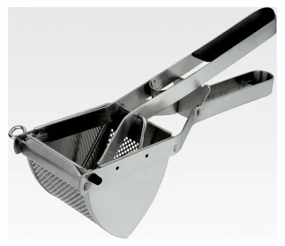 Produktbild von Kartoffelpresse, Stampfer, Obst- und Gemüsepresse mit ergonomischem Griff, Edelstahl, 28 x 8 x 10 cm, Silber