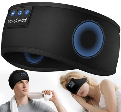 Produktbild von Schlafkopfhörer Bluetooth Stirnband Kopfhörer Schlafkopfhörer Seitenschläfer Schlaf zum Kopfhörer 15+Std Playtime Schlafstirnband Rußiges Schwarz