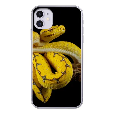 Produktbild von MuchoWow® Handyhülle Schutzhülle Hülle für iPhone 11 Schlange - Zweig - Gelb Silikon Softcase Handy Hülle - Handytasche