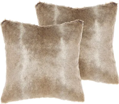 Zdjęcie produktu dla BELIANI Zestaw 2 poduszek brązowy akrylowy 45 x 45 cm boho jednolity zamek włochacz salon sypialnia