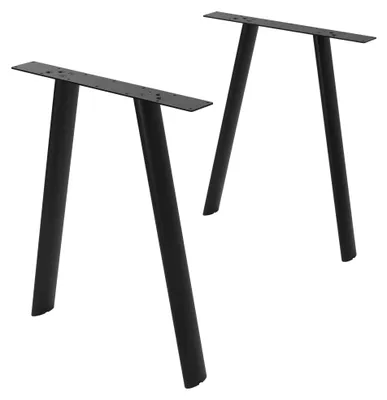 Produktbild von ML-Design Tischbeine Metall Schwarz 2er Set, Tischgestell Outdoor wetterfest, Tischfüße A-Form, Tischkufen aus Stahl, Tischuntergestell 60x72 cm, Oval