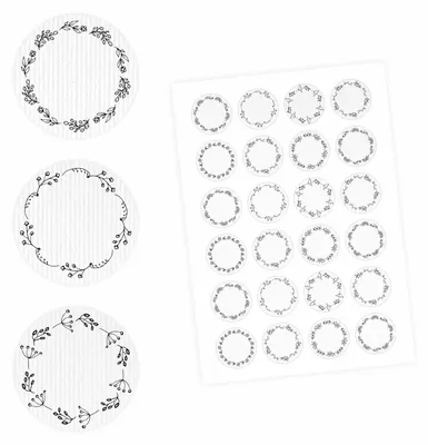 Produktbild von 24 Universaletiketten - Blumenranke weiß - rund 4 cm Ø - Haushaltsetiketten Sticker Aufkleber