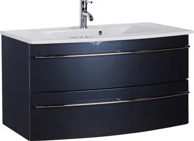 Produktbild von Marlin Badmöbel-Set 3040 BxHxT 91 x 90 x 51 cm Frontfarbe anthrazit mit Waschtisch Keramik weiß Griff chrom CPFF 3040MK9
