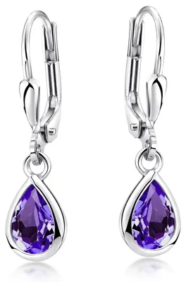 Produktbild von MATERIA Amethyst Ohrringe lila Tropfenform mit Brisuren - 925 Sterling Silber Damen Schmuck rhodiniert SO-448-Lila