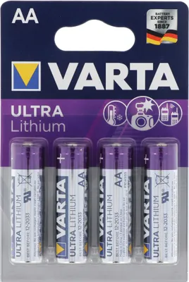 Produktbild von Varta Ultra Lithium Mignon AA, Varta Lithium Batterien, 6106, 1,5V, 4er Blister