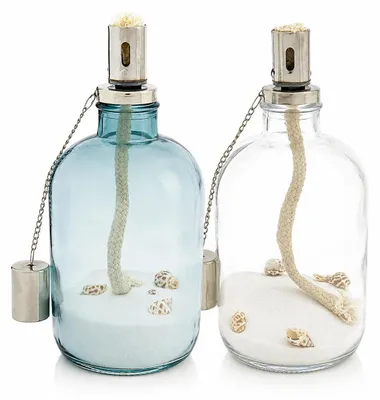 Produktbild von Deko Öllampe - Mit weißem Sand und Muscheln - 22 x 11 cm - 3 Stück