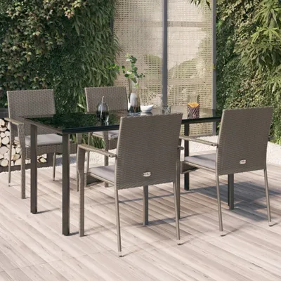 Produktbild von Langlebig Gartenmöbel Set Balkonmöbel-Set 5-tlg. Garten-Essgruppe mit Kissen Schwarz und Grau Poly Rattan - Gartenmöbelgarnituren Octo4685480 2parcel