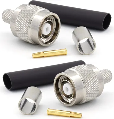 Image de RP-TNC Connecteur LMR240 LMR-240 RG59U RG8X RG-8X Connecteur de câble coaxial RF nickelé avec broche dorée (pack de 2)