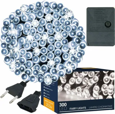 Image de Guirlande lumineuse LED - 21,5 m, 300 LED, 8 fonctions, mémoire, blanc froid