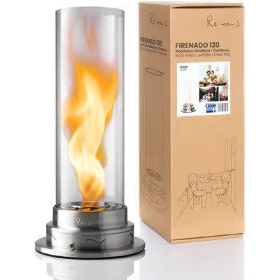 Produktbild von ReimerS Firenado 120 – Premium Tischkamin Bioethanol Edelstahl | Design Kamin für Innen & Außen | Flammenregulierung VortexFlame™