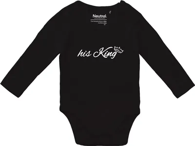 Produktbild von Huuraa Baby Body his King Krone 80 Black  Baumwolle Fairtrade Langarmbody Geschenkidee
