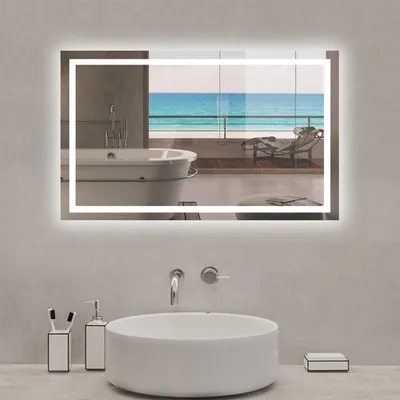 Produktbild von LED Spiegel 120x70cm Badspiegel mit Beleuchtung Wandschalter Beschlagfrei Kaltweiß 6000K IP44