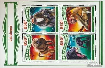 Produktbild von Briefmarken Zentralafrikanische Republik 2017 Mi 7410-7413 Kleinbogen (kompl. Ausgabe) postfrisch Affen