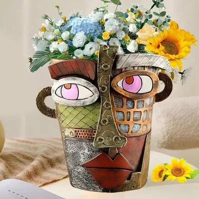 Image de Jardinière abstraite unique pour la décoration du salon, style rétro