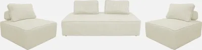 Produktbild von sweeek - 2er-Set Sessel und 2-Sitzer Sofa mit Cordbezug - Creme