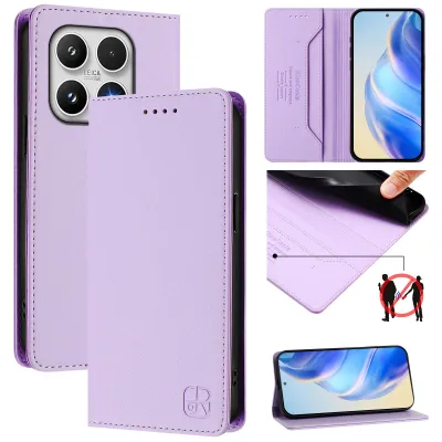 Image de Etui en cuir pour Xiaomi 17, étui à rabat avec fentes pour cartes, portefeuille et support Violet
