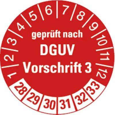 Produktbild von Dreifke® Prüfplakette,  nach DGUV Vorschrift 3, - 30 mm Dokumentenfoli...