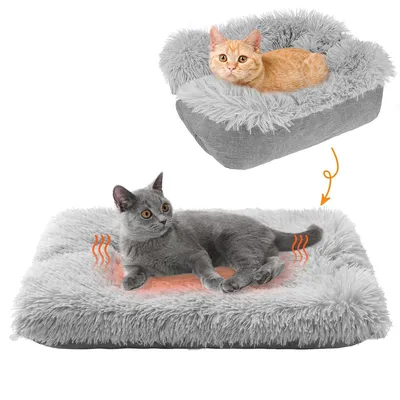 Produktbild von Katzenbetten, Selbstwärmende Katzenbettmatte für Katzen und kleine Hunde, Funktion 2in1, weicher Plüsch, waschbare Haustiermatte für Herbst und Winter