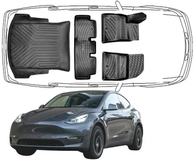 Produktbild von 3D Fußmatten & Kofferraumwanne Auto Set Kompatibel mit Tesla Model 3 2017