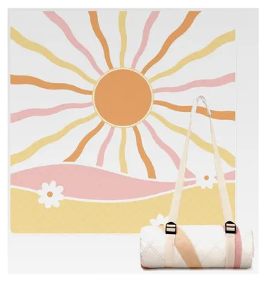 Produktbild von Strand- und Picknickdecke 200x200 cm, wasserdicht und waschbar, mit Tragegurt - geeignet für Strand, Camping und Picknick