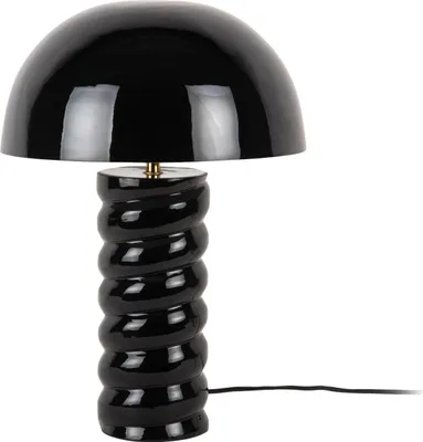 Produktbild von Leitmotiv - Tischleuchte Gracio - Glänzendes Schwarz - Ø30cm Tischlampe - Nachttischlampe, Wohnzimmer, Schlafzimmer