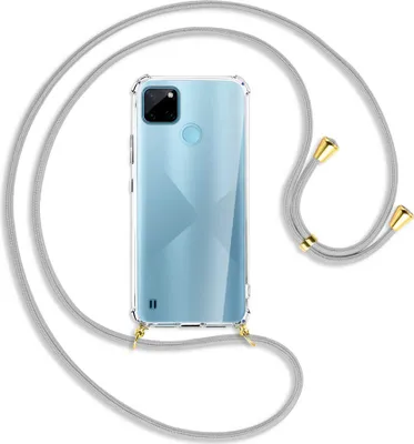Produktbild von Handykette Backcover-Schutzhülle mit Band (Metall goldfarben) für  Realme C21Y /C25Y - silbergrau