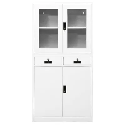 Immagine prodotto di vidaXL Armadio per ufficio bianco 90x40x180 cm in acciaio e vetro temperato