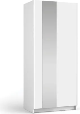 Productafbeelding van Kledingkast LYSIA met 2 schuifdeuren en spiegel – 80 x 182 x 55 cm – Kleur wit