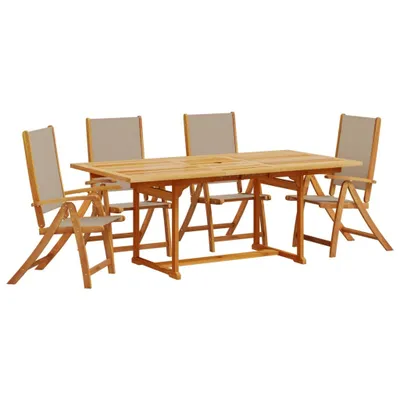 Produktbild von 5-tlg. Garten-Essgruppe Massivholz Akazie und Textilene