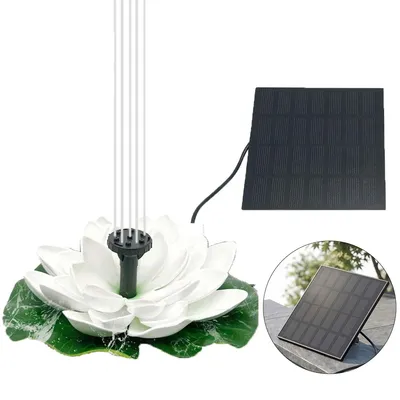 Produktbild von Solar Gartenbrunnen mit Lotus Design, schwimmender Springbrunnen 1,5W, 7 Sprühmodi, dekorativ für Balkon, Teich & Terrasse