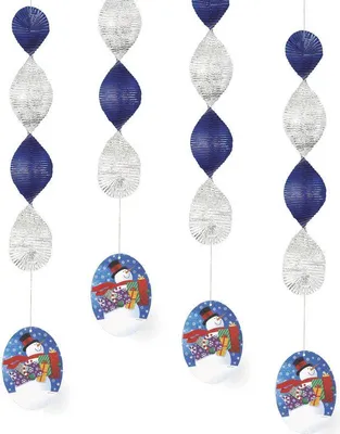 Produktbild von 4 hängende Weihnachts Girlanden Schneemann mit Geschenken