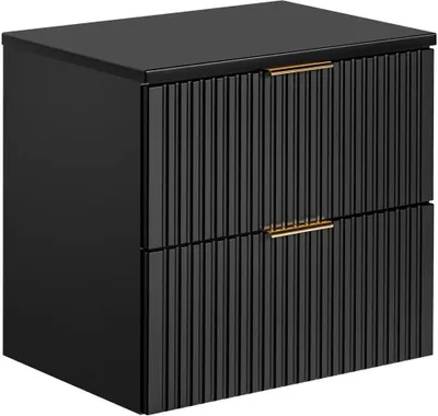 Produktbild von Waschtischunterschrank 60cm ADELAIDE-56-BLACK, matt schwarz mit gerillter Front, B/H/T ca. 60,6/59,2/46,5 cm