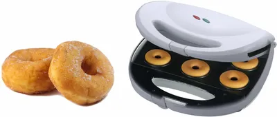 Donutmaschine 750 W, 6 Donuts, Antihaftbeschichtung, Weiß