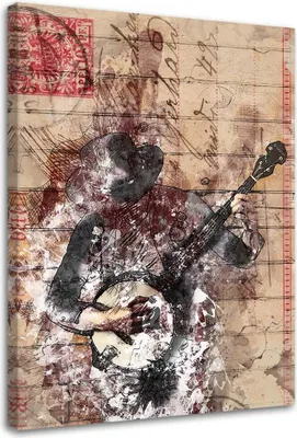 Produktbild von Leinwandbild musiker vintage-gitarre 60x90 cm Feeby beige wandbild bereit zum aufhängen