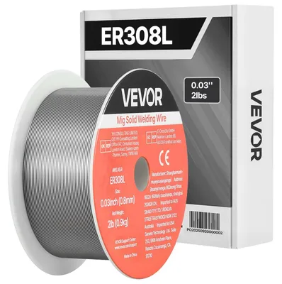 Immagine prodotto di VEVOR Filo per saldatura MIG 0,8 mm, filo pieno per saldatura ER308L, filo con gas di protezione, bobina di filo in acciaio inossidabile da 0,9 kg con elevata capacità di alimentazione per la saldatura con gas di protezione in tutte le posizioni di saldatura, 1 pz.