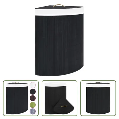 Obrázok produktu pre The Living Store Rohový kôš na bielizeň Bamboo Black 60 L