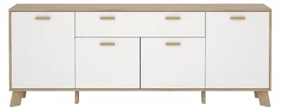 Produktbild von Ikast Sideboard 4 Türen, 1 Schublade Eichen-Nachbildung, weiß.