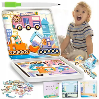 Zdjęcie produktu dla Montessori Układanka Edukacyjna Puzzle magnetyczne dla dzieci Tablica 2w1