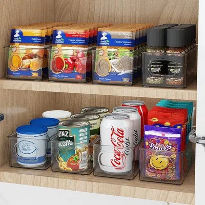 Immagine prodotto di Scatole organizer per frigorifero, scatole trasparenti per la conservazione in frigorifero, set da 4, cucina, bagno