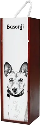 Image de Art-Dog Coffret cadeau pour bouteille de vin – Basenji – avec coffret cadeau