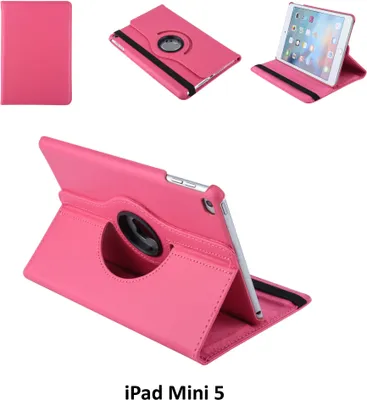 Image de Etui à livres Tablette Apple iPad Mini 5 Rotatif Rose Chaud pour iPad Mini 5 2 positions de visionnage