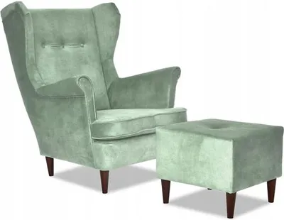 Produktbild von Family Meble Ohrensessel mit Hocker Ari II Relaxsessel Skandinavisch Loungesessel Fernsehsessel Für Wohnzimmer Esszimmer Schlafzimmer Büro (AURA 12)
