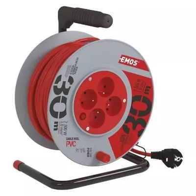 Zdjęcie produktu dla Przedłużacz, 30 m / 230 V, cewka, 4 gniazda