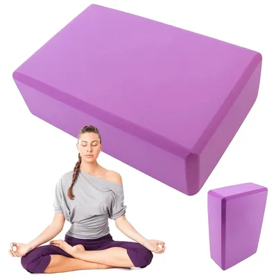 Zdjęcie produktu dla Blok do jogi kostka piankowa EVA klocek yoga pilates fitness lekki fioletowy 23 x 15 x 7,5 cm