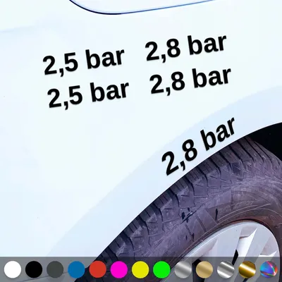 Produktbild von PantherPixel Reifendruck Aufkleber Reifenluftdruck BAR Luftdruck Sticker Auto Geschenkidee Farbe Schwarz
