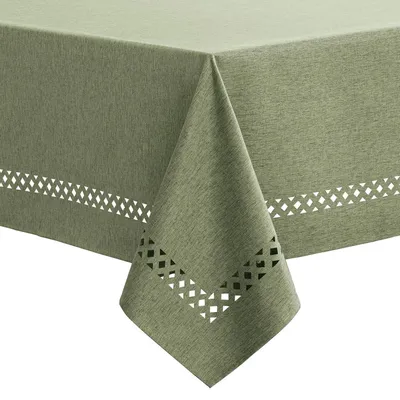 Obrázek produktu pro Obědní ubrus, vzhled lnu, zelený, polyester, obdélníkový, s lemováním, rozměry 140 x 100 cm
