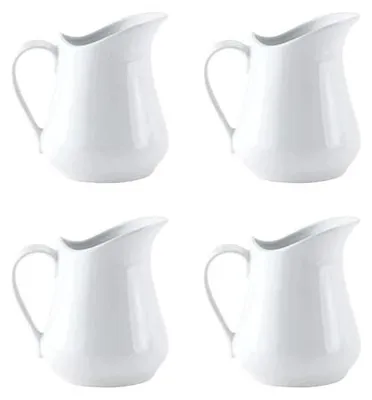 Zdjęcie produktu dla Dzbanek na mleko porcelanowy biały ceramiczny z uchwytem 80 ml zestaw 4 szt