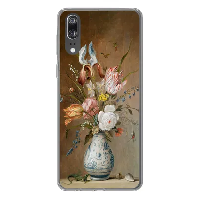Produktbild von MuchoWow® Handyhülle Schutzhülle Hülle für Huawei P20 Stilleben mit Blumen - Balthasar van der Ast - Alte Meister Silikon Softcase Handy Hülle - Hardcover