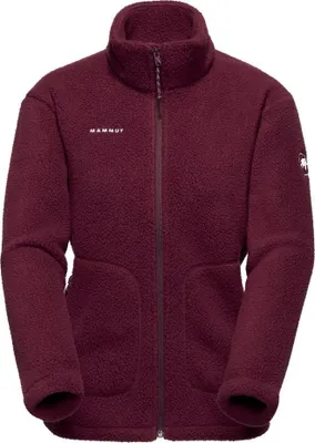Dunkelrote Mammut Falera ML Jacke für Damen mit Stehkragen und Reißverschluss vorne